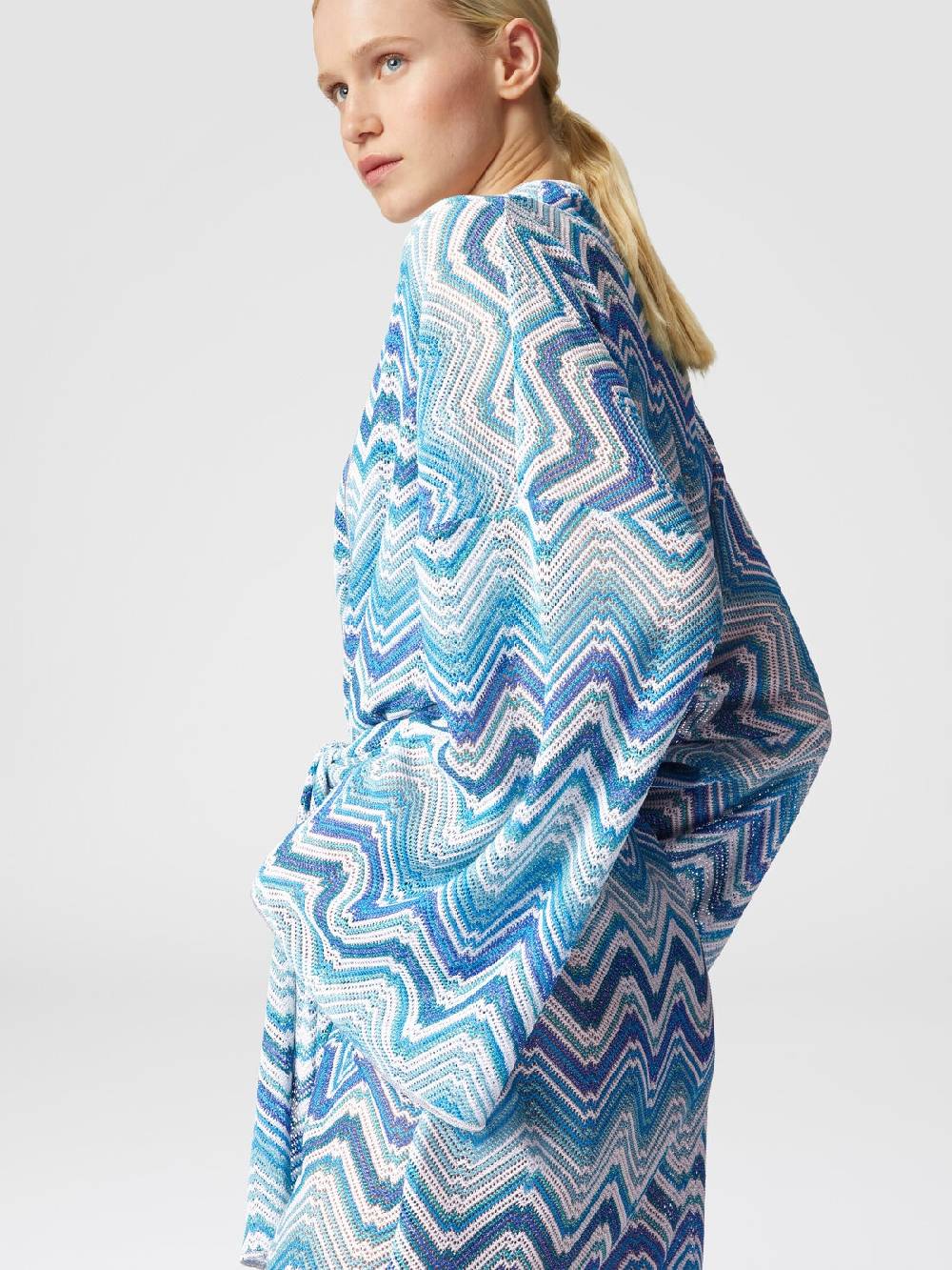 M Missoni Copricostume corto a vestaglia in crochet chevron con lurex Vendita Calda