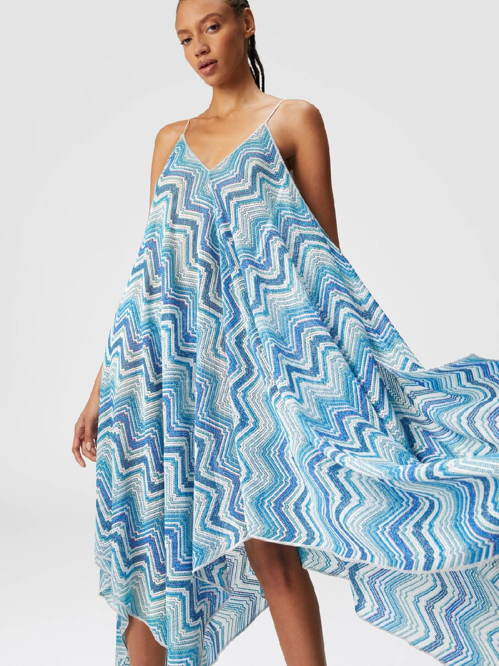 M Missoni Copricostume lungo taglio foulard in crochet chevron lamé Saldi Di Fabbrica