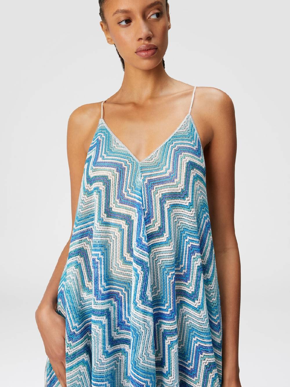 M Missoni Copricostume lungo taglio foulard in crochet chevron lamé Saldi Di Fabbrica