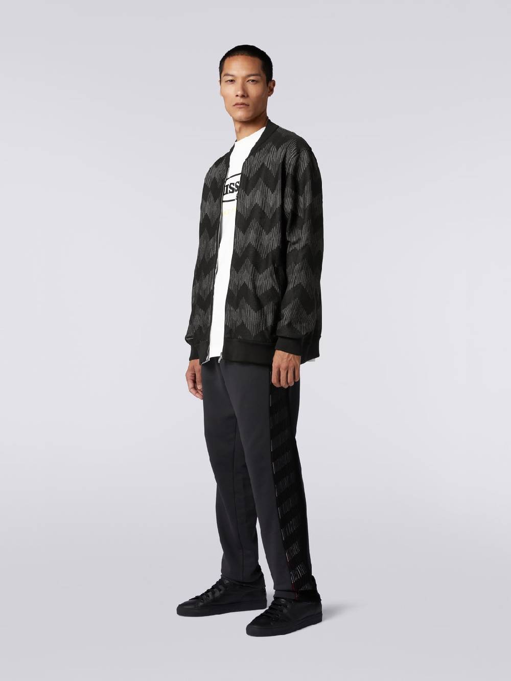 M Missoni Bomber in misto cotone zig zag in collaborazione con Mike Maignan In Saldo