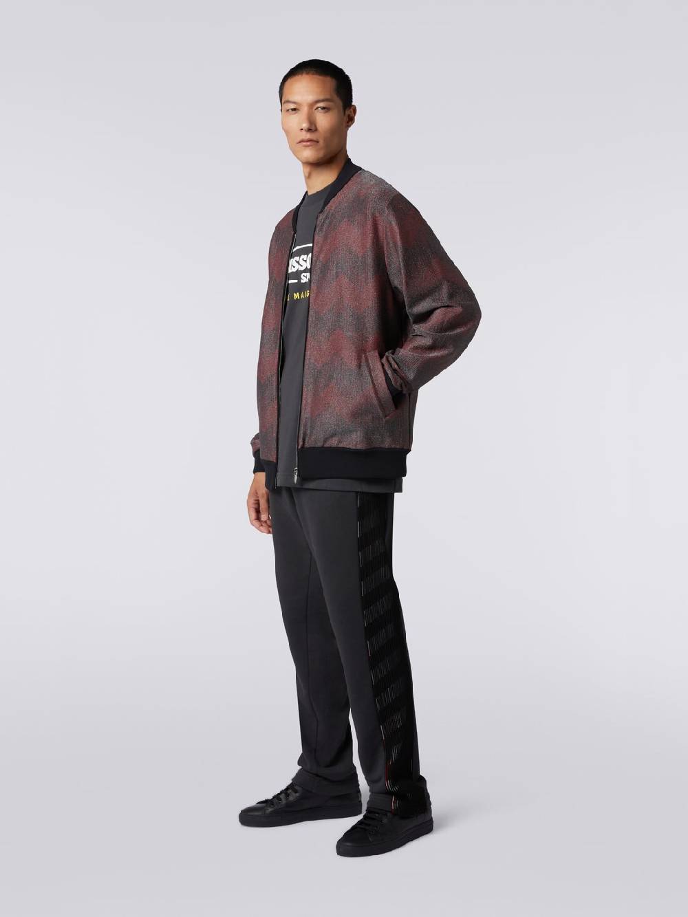M Missoni Bomber in misto cotone zig zag in collaborazione con Mike Maignan Nuova