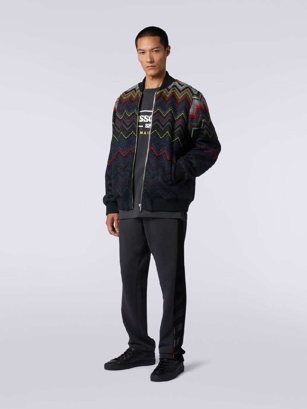 M Missoni Bomber in misto lana e cotone chevron in collaborazione con Mike Maignan Italy