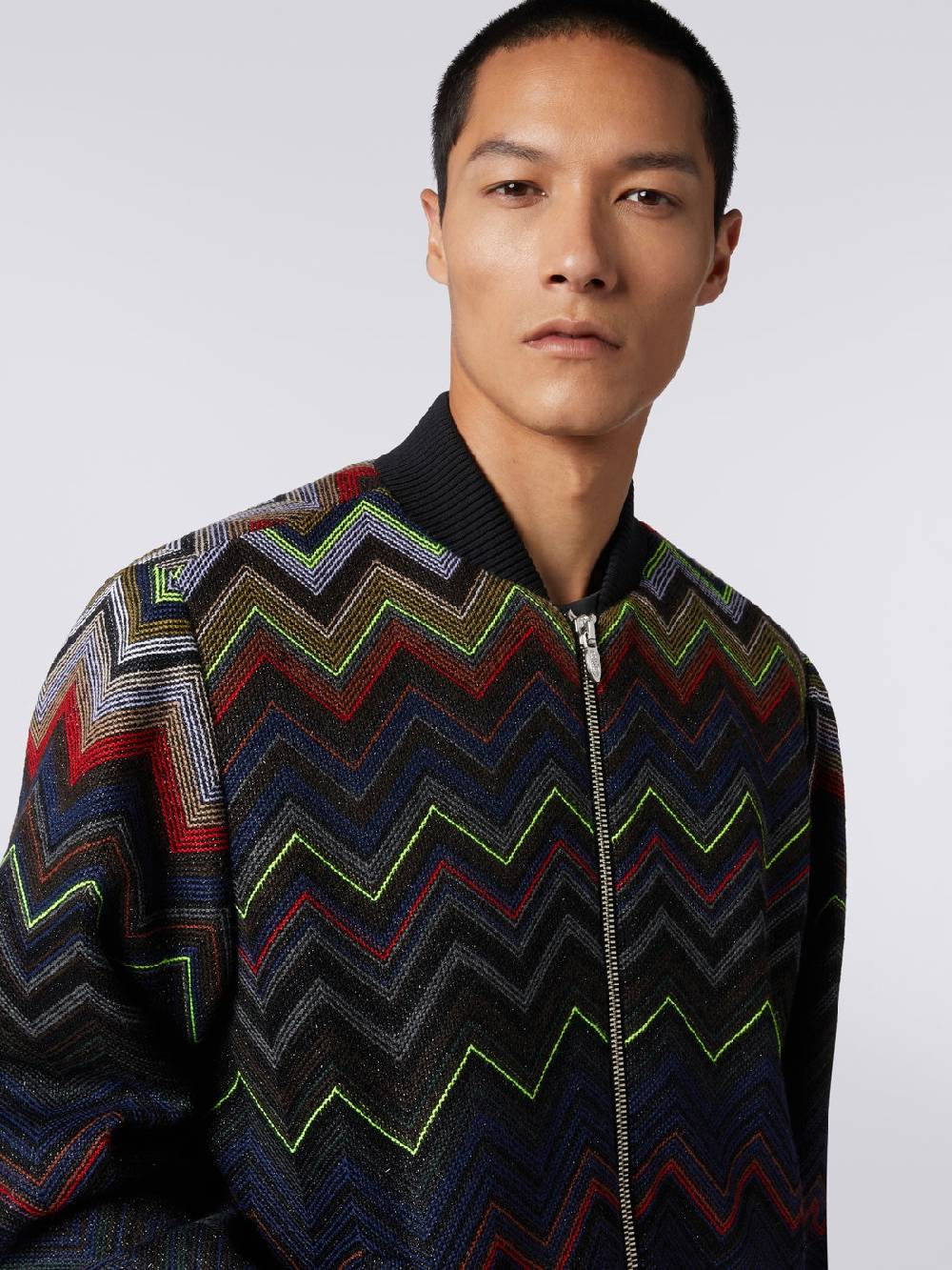 M Missoni Bomber in misto lana e cotone chevron in collaborazione con Mike Maignan Italy
