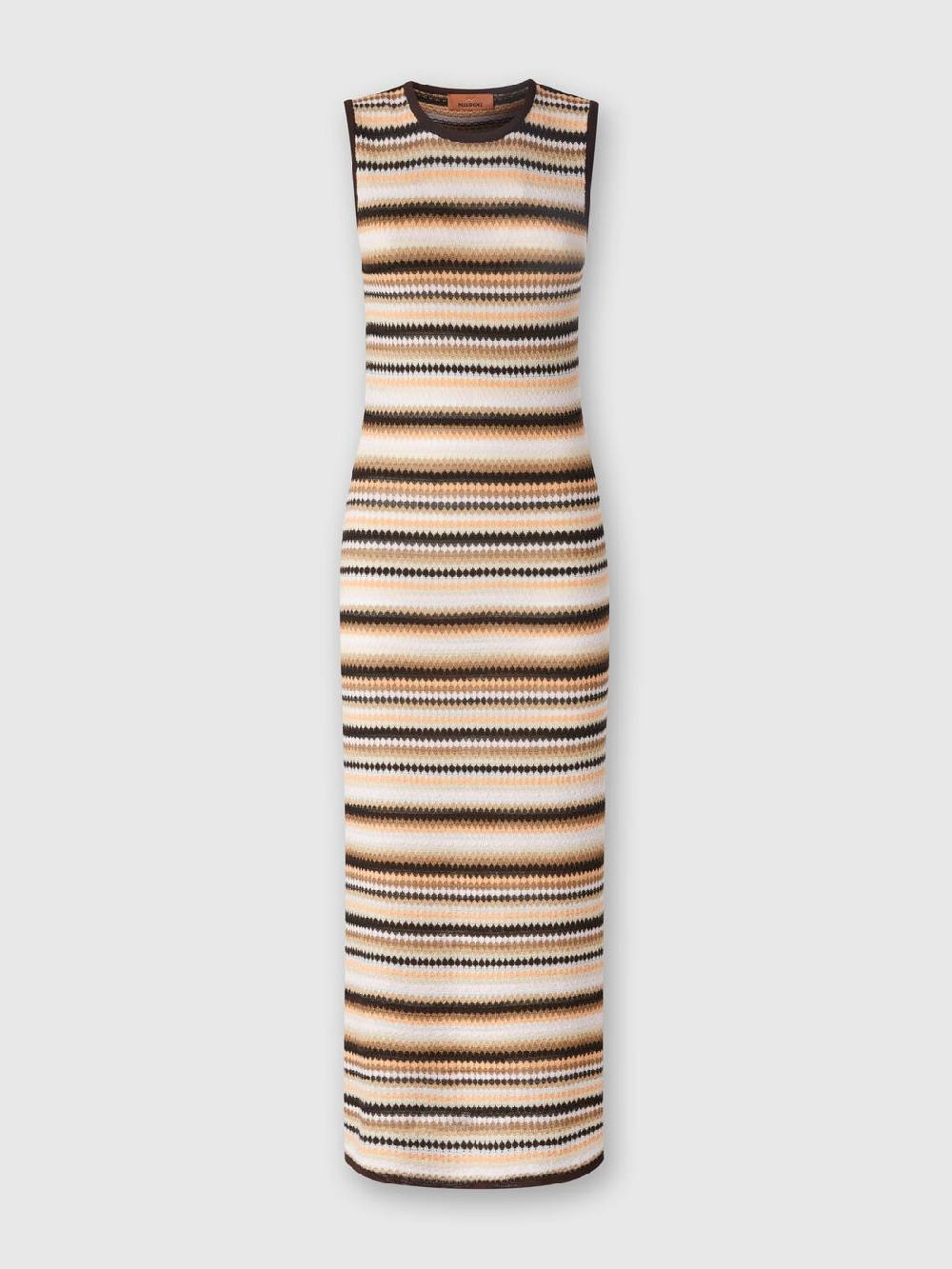 M Missoni Abito midi senza maniche in lana e viscosa a righe Pezzi Unici