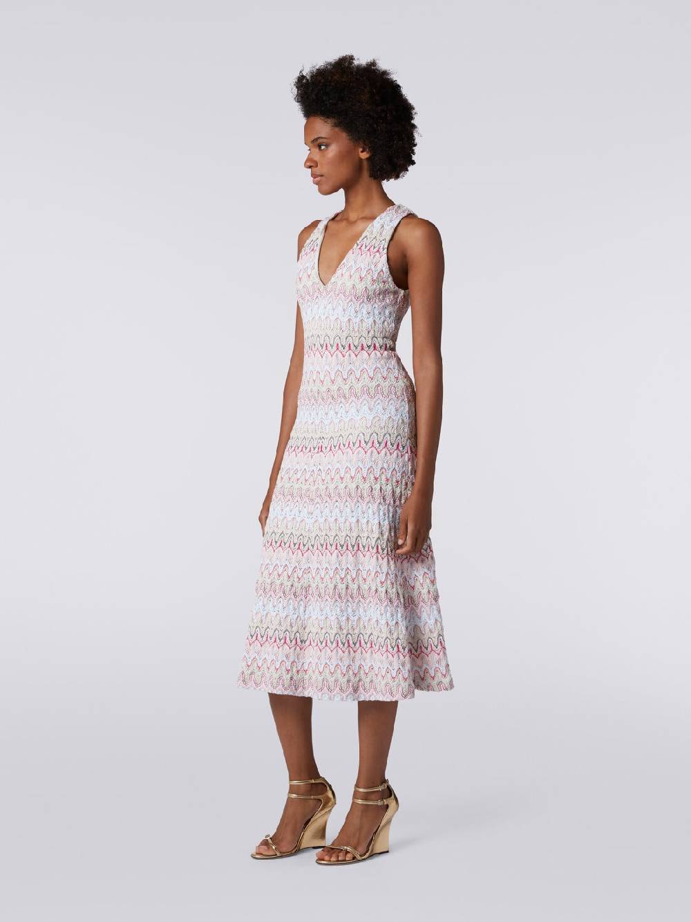M Missoni Abito con scollatura a V in misto viscosa motivo a onde Qualità Garantita