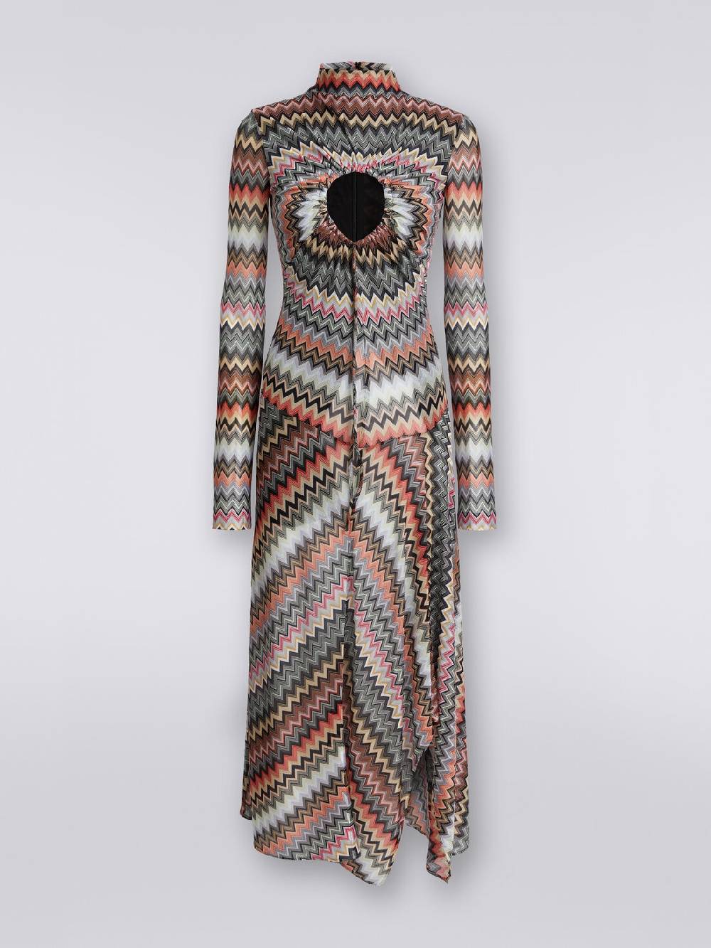 M Missoni Abito lungo in cotone e viscosa zig zag con dettaglio cut-out e spacco Acquista Ora