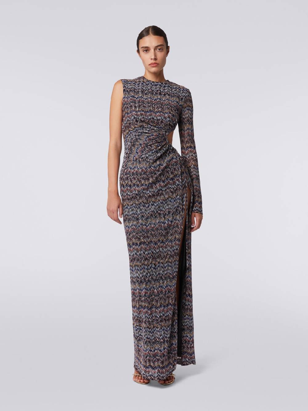 M Missoni Abito lungo monospalla con dettaglio cut-out e spacco