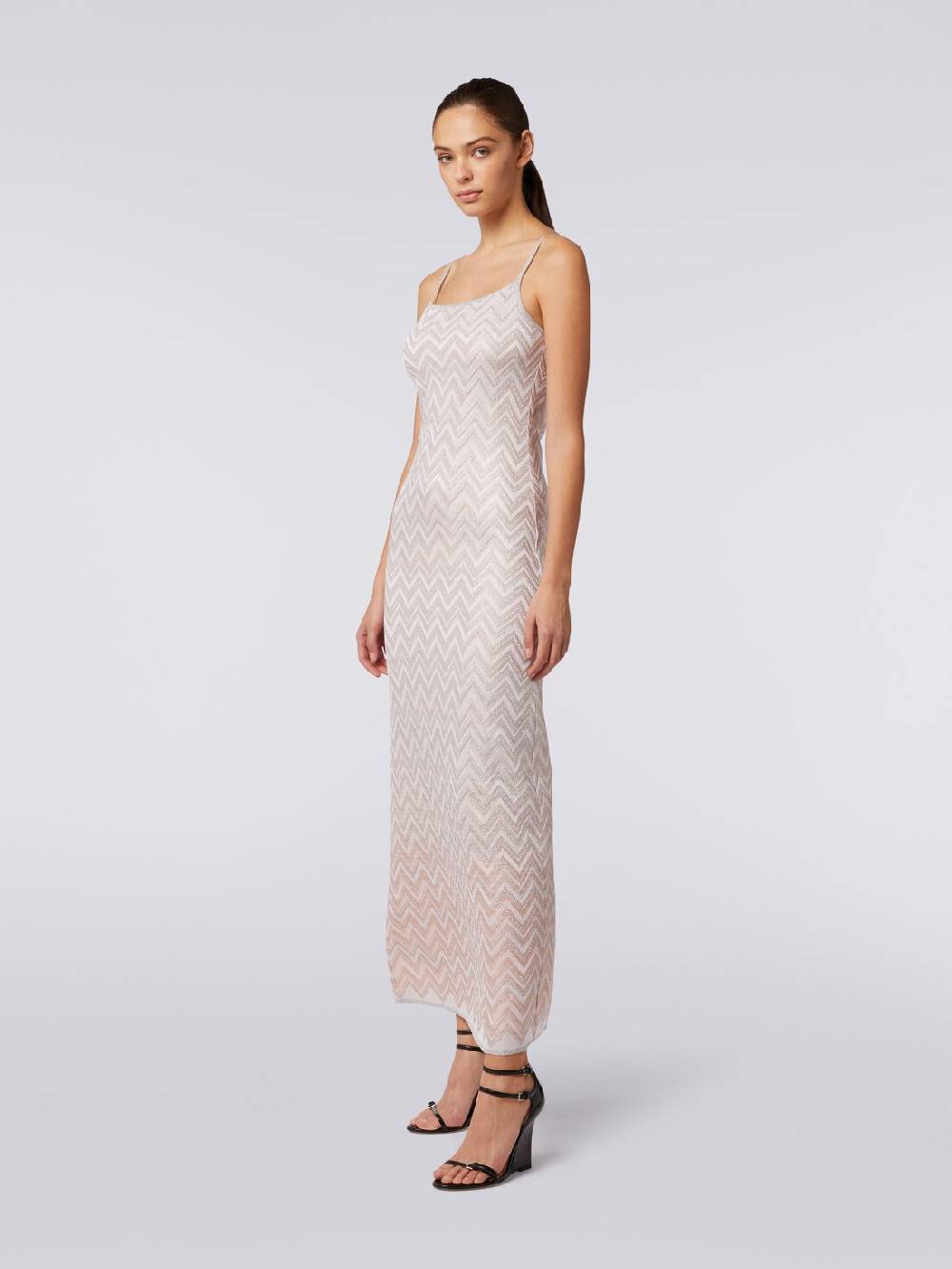 M Missoni Abito lungo senza maniche in viscosa lamé zig zag Affare Del Giorno