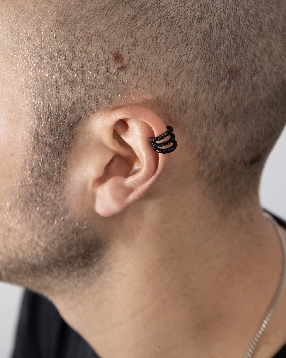 Nove25 EAR CUFF TRIPLE BLACK TIE CON BRILLANTI NERI Fino Al -60%