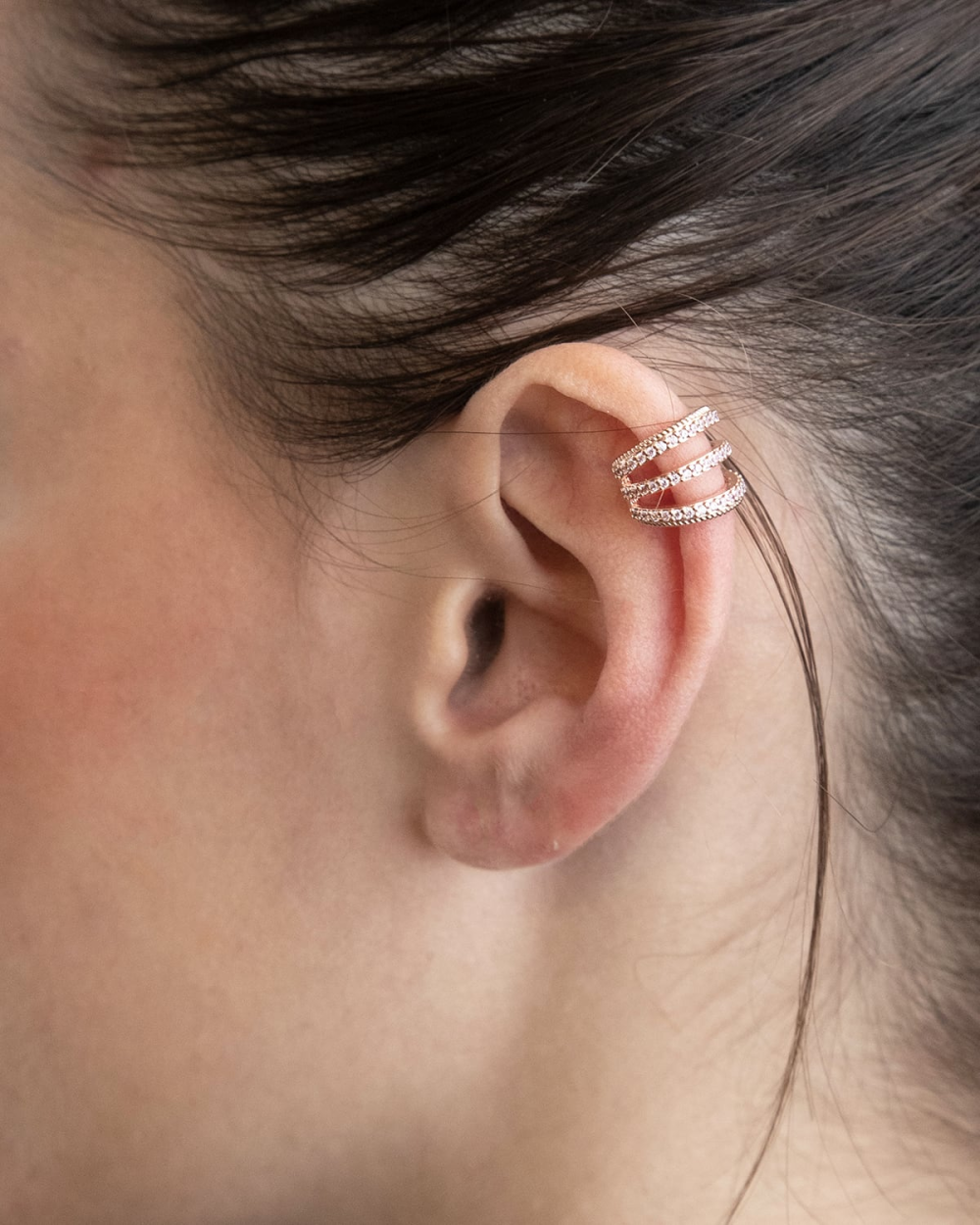 Nove25 EAR CUFF TRIPLE ROSE TIE PLACCATO ORO ROSA Prezzo Ridotto