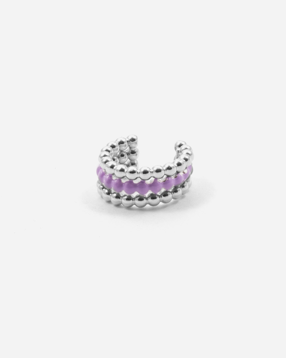 Nove25 EAR CUFF ORECCHINO SENZA BUCO PALLINE TRE GIRI SMALTO LILLA Negozio