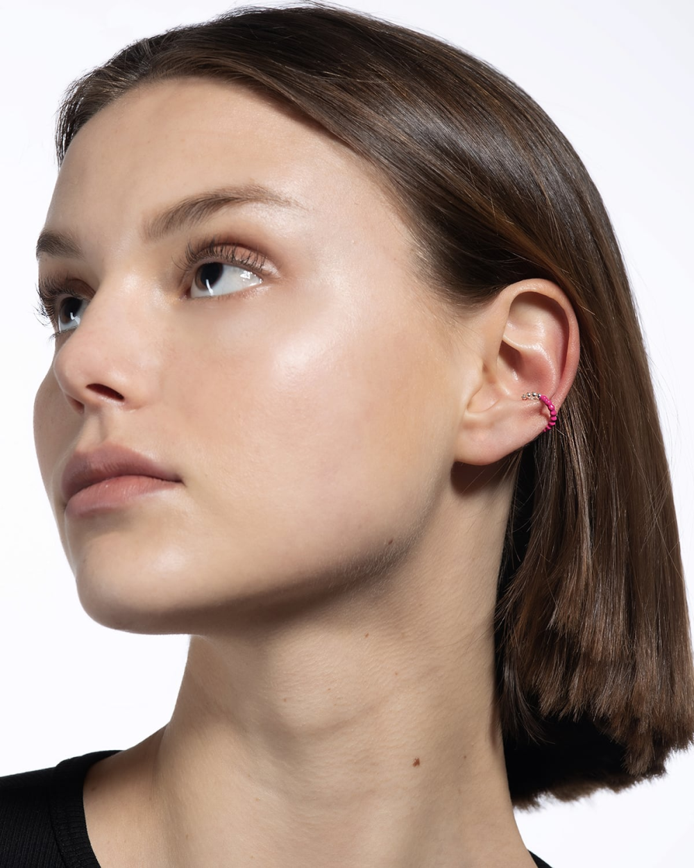 Nove25 EAR CUFF ORECCHINO SENZA BUCO PALLINE UN GIRO SMALTO FUCSIA Negozio online di fabbrica
