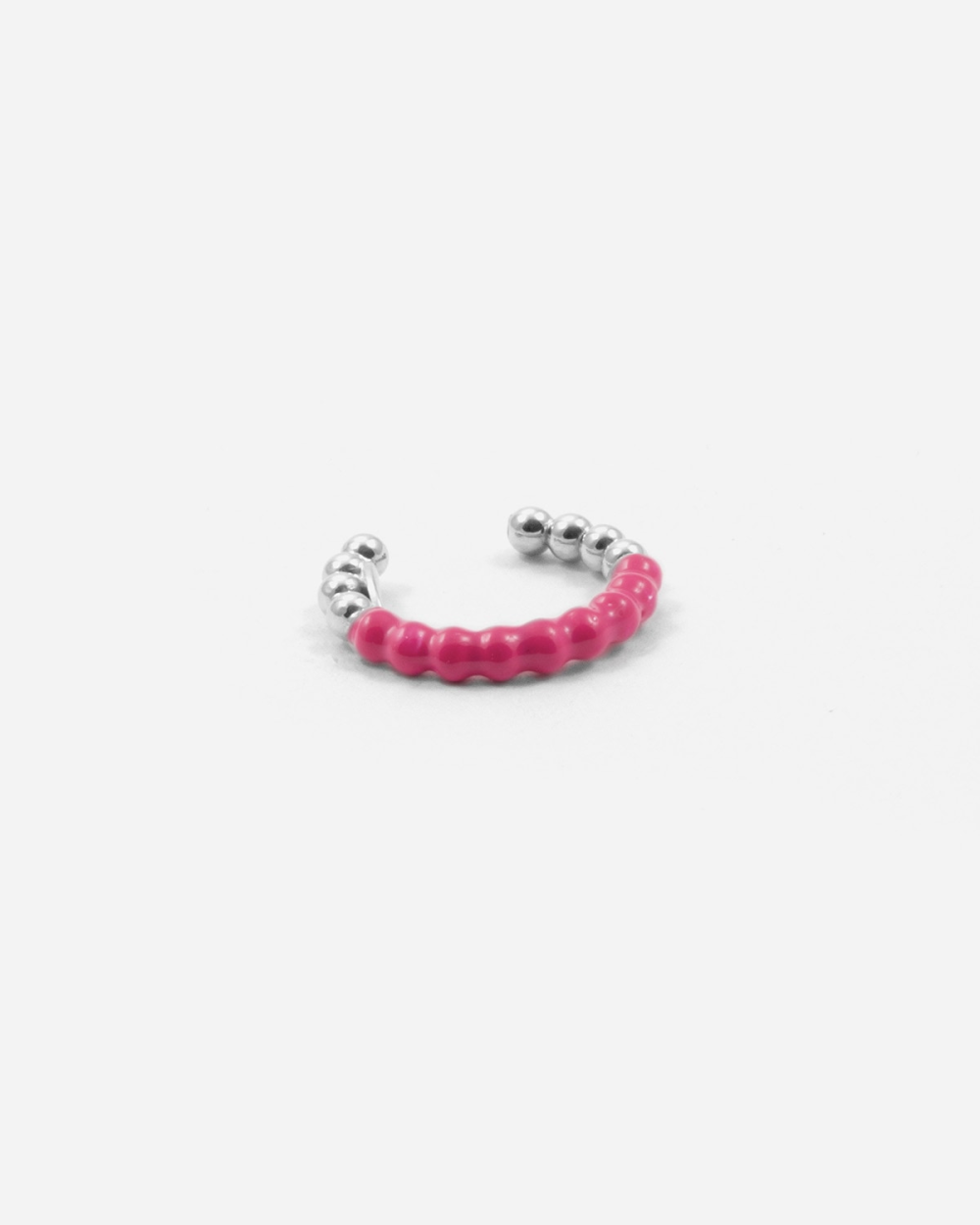 Nove25 EAR CUFF ORECCHINO SENZA BUCO PALLINE UN GIRO SMALTO FUCSIA Negozio online di fabbrica
