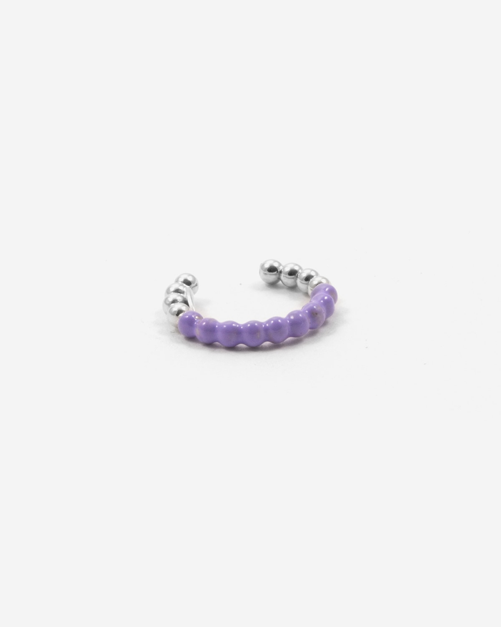 Nove25 EAR CUFF ORECCHINO SENZA BUCO PALLINE UN GIRO SMALTO LILLA Nuova