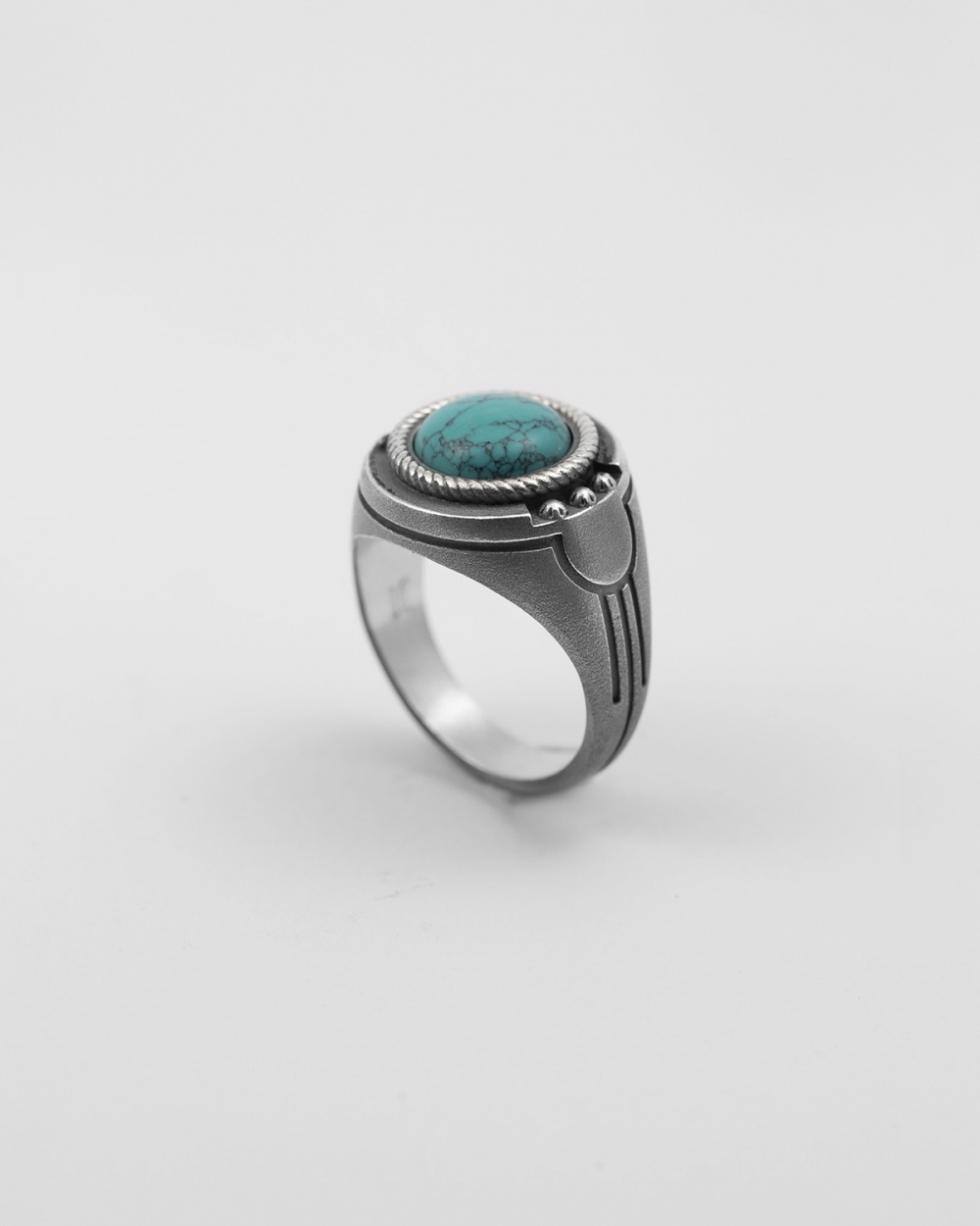 Nove25 ANELLO CHEVALIER FREGI GEOMETRICI TURCHESE Qualità