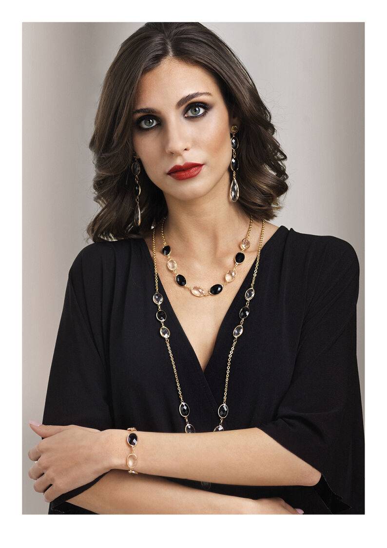 Ottaviani Bracciale dorato con cristalli Presa