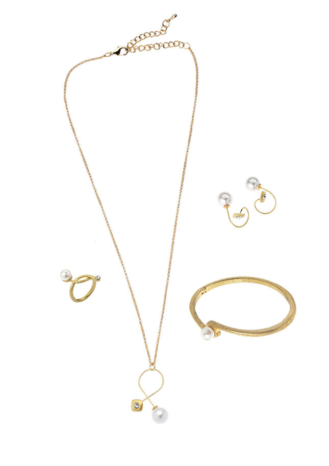Ottaviani Anello in metallo placcato oro 18k,perle bijou In Linea