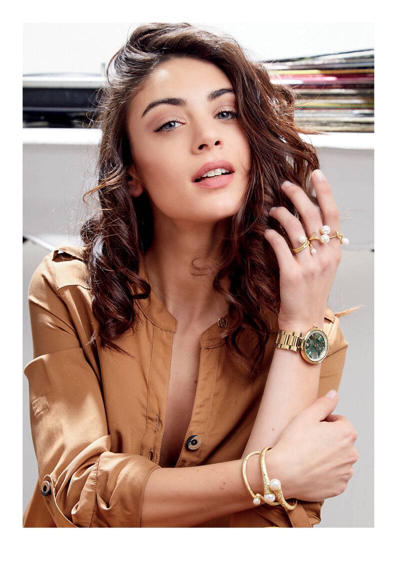 Ottaviani Anello in metallo placcato oro 18k,perle bijou Nuovo