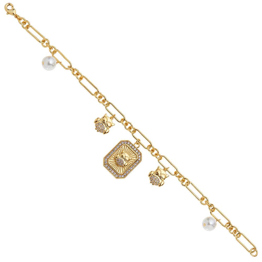 Ottaviani Bracciale dorato con cubic zirconia e perle 2025