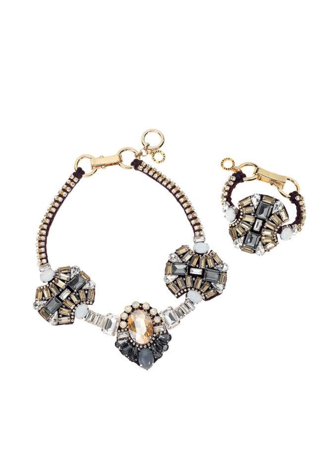 Ottaviani Collana con cristalli,strass e perline In Vendita
