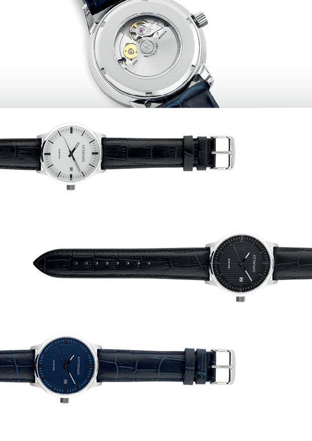 Ottaviani Automatico quadrante blu e pelle blu Saldi Di Fabbrica