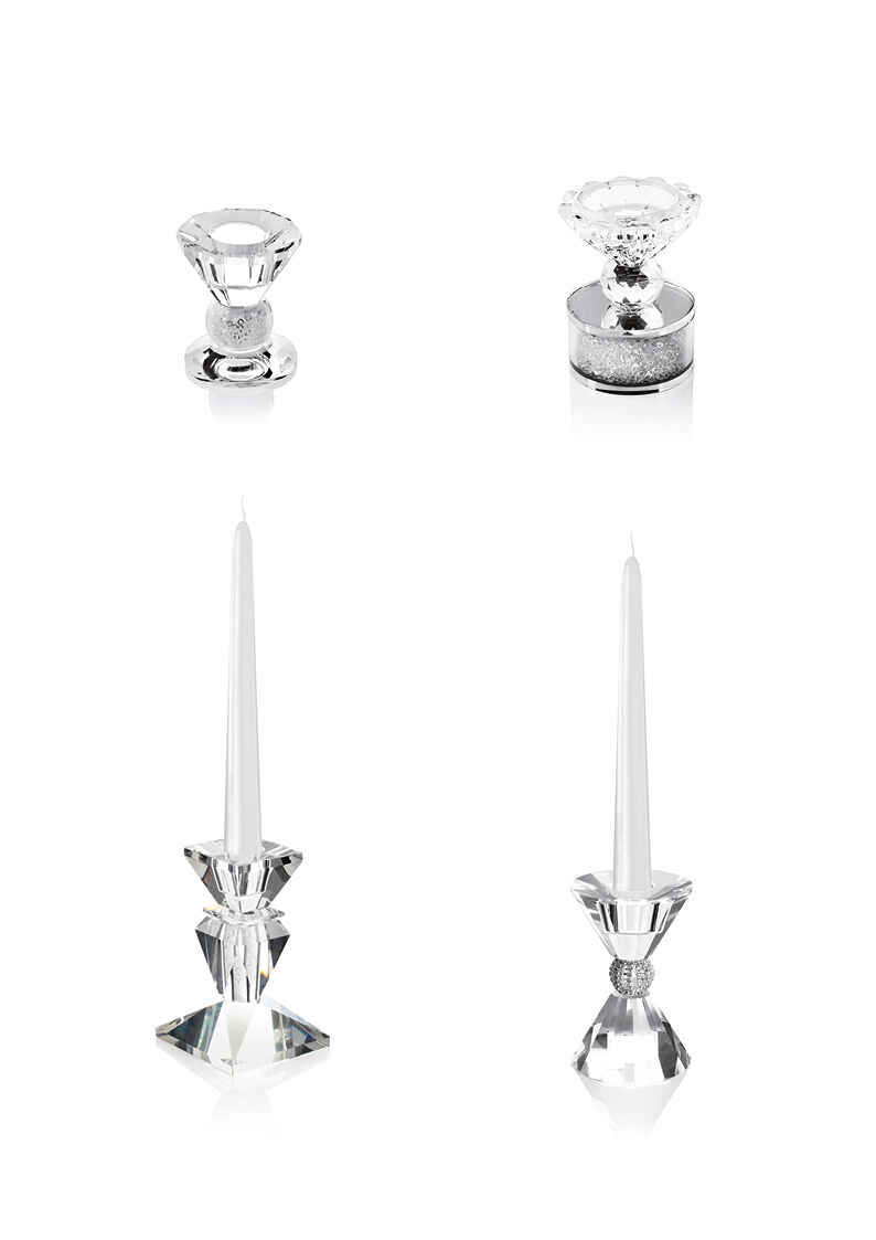 Ottaviani Candeliere in cristallo con strass-h.6.5cm Saldi Di Fabbrica