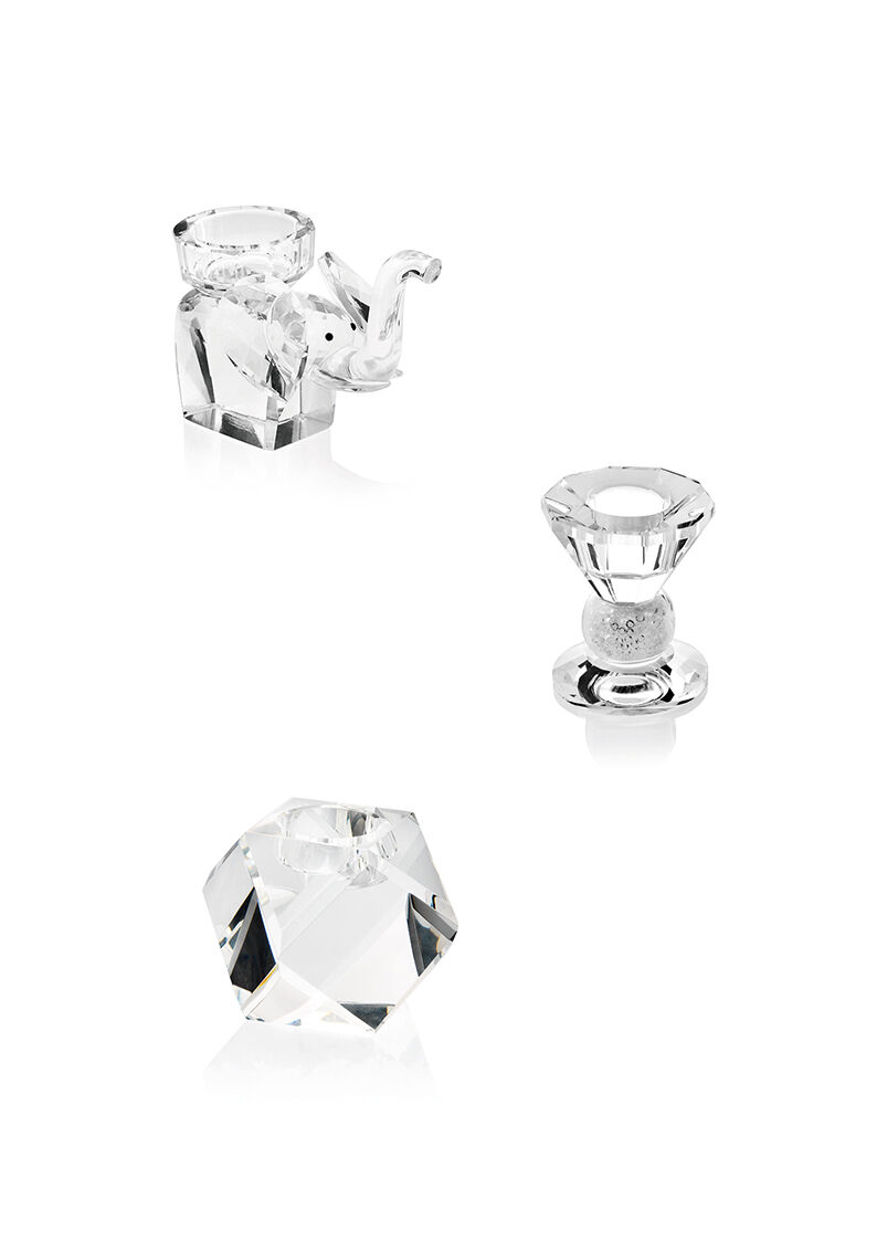 Ottaviani Candeliere in cristallo con strass-h.6.5cm Saldi Di Fabbrica