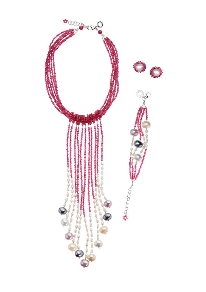 Ottaviani Collana con agata, cristalli e perle Vendita Calda