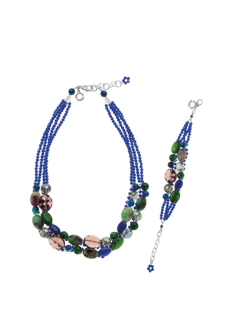 Ottaviani Collana con agata e cristalli Saldi Di Fabbrica