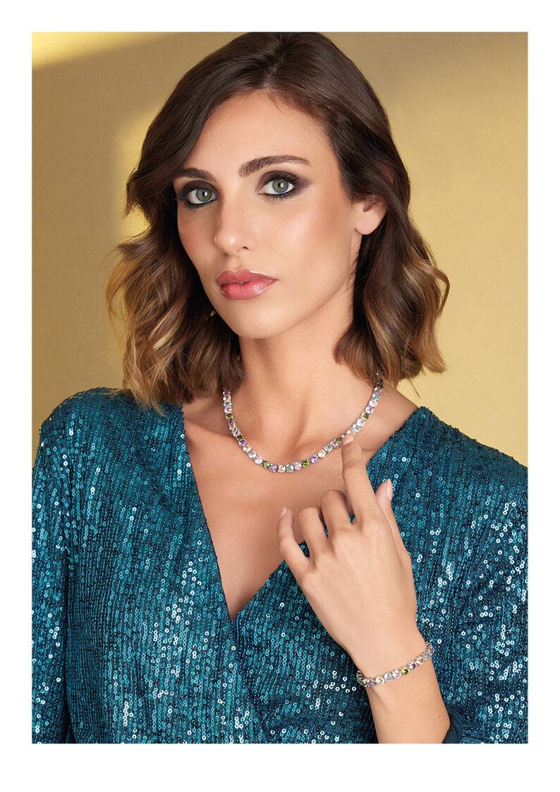 Ottaviani Bracciale rodiato con cubic zirconia colorata Italia