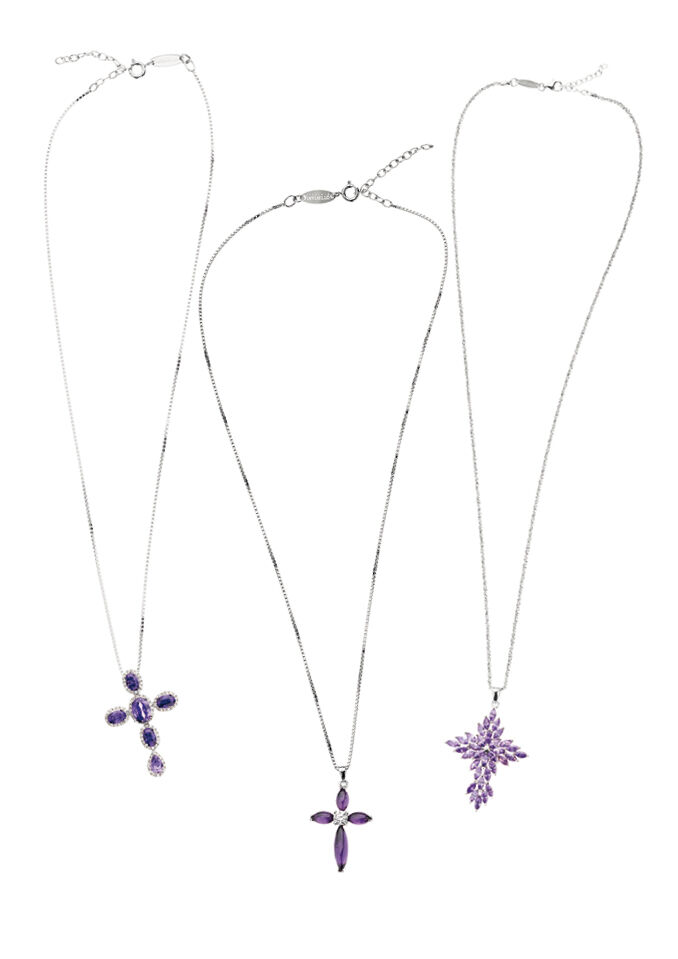 Ottaviani Collana arg. "croce viola" Offerta San Valentino