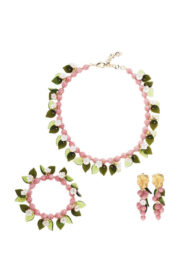 Ottaviani Collana con perline di vetro fiori in resina Super sconto