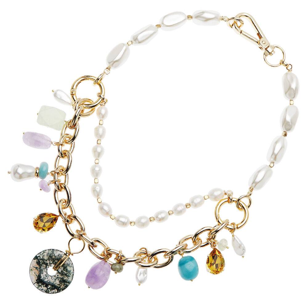Ottaviani Collana con perle bijoux,quarzi,resine e crist Italia