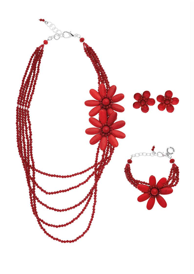 Ottaviani Bracciale con cristalli e howlite rosso Nuovo