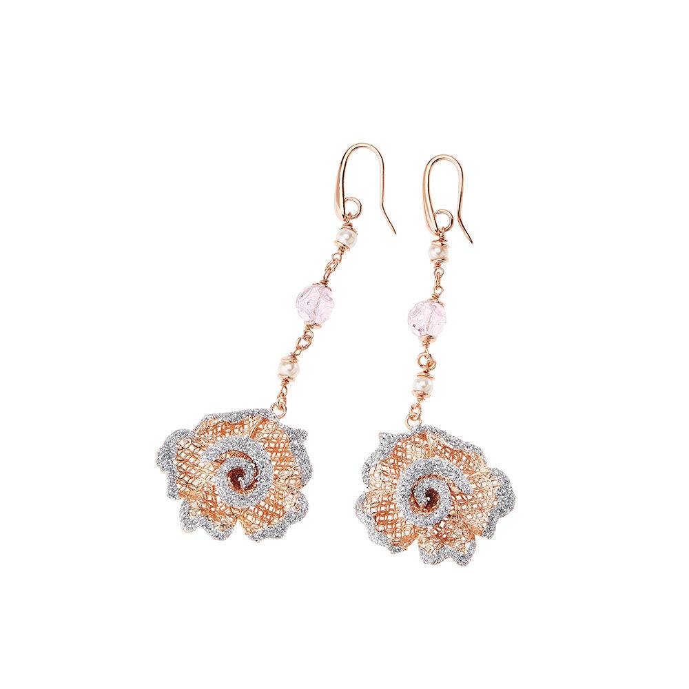 Ottaviani Orecchini bronzo oro rosa c/glitter ag.crista