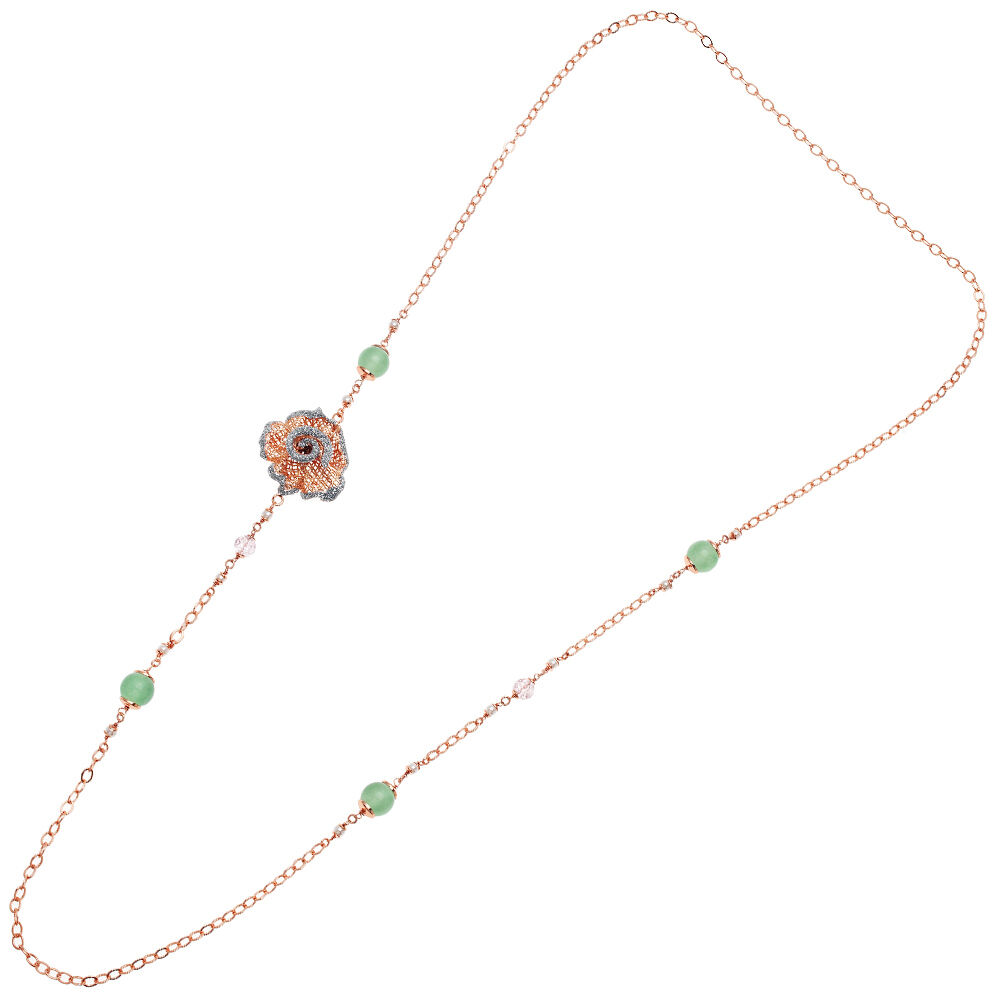Ottaviani Collana bronzo oro rosa,glitter ag,agata,cri,