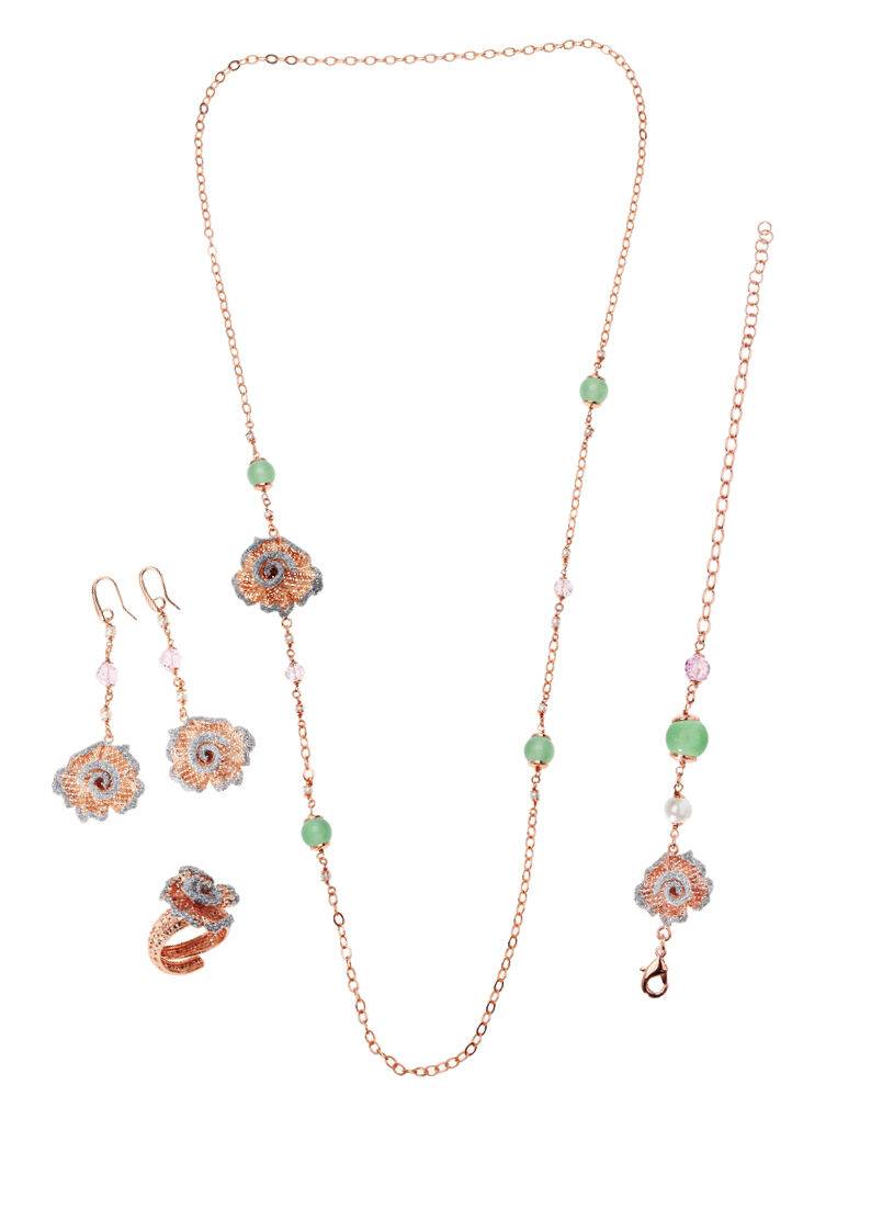 Ottaviani Collana bronzo oro rosa,glitter ag,agata,cri, Negozio