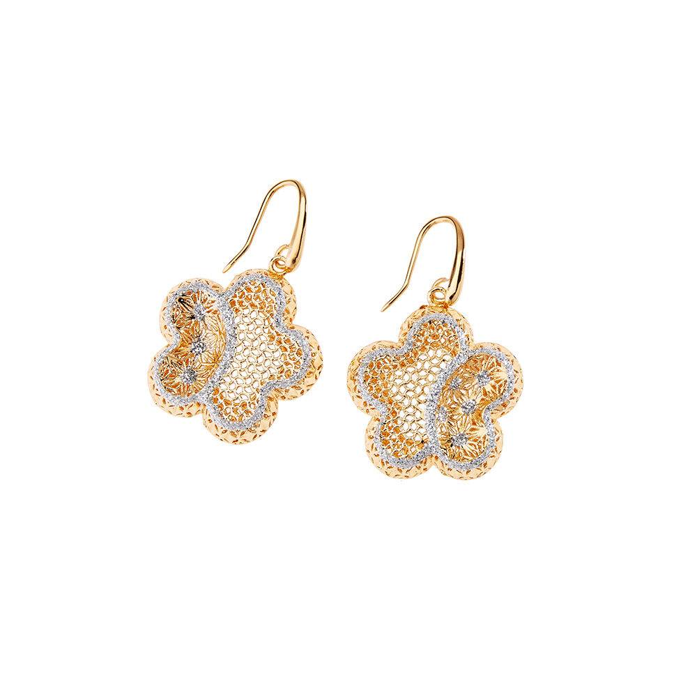 Ottaviani Orecchini in bronzo dorato con glitter argento