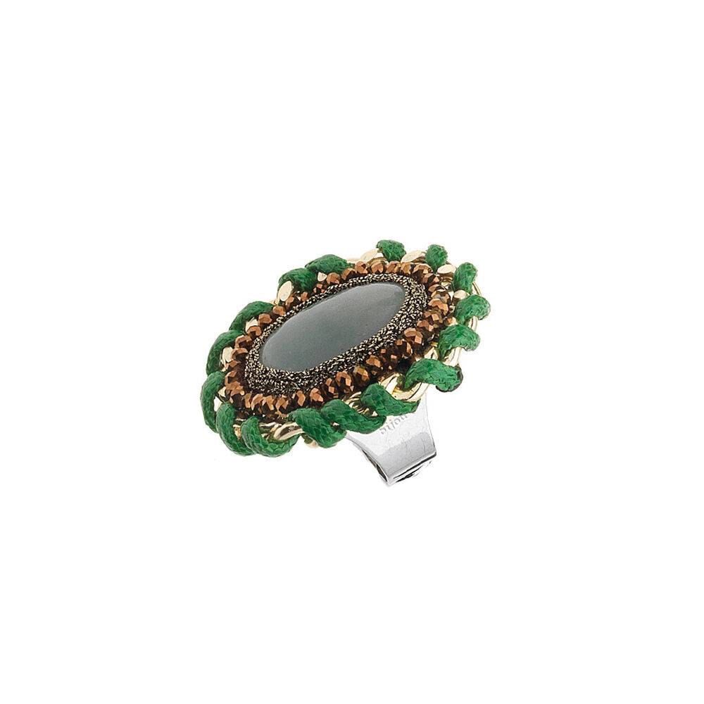 Ottaviani Anello con amazonite,cristalli e perline Vendita calda
