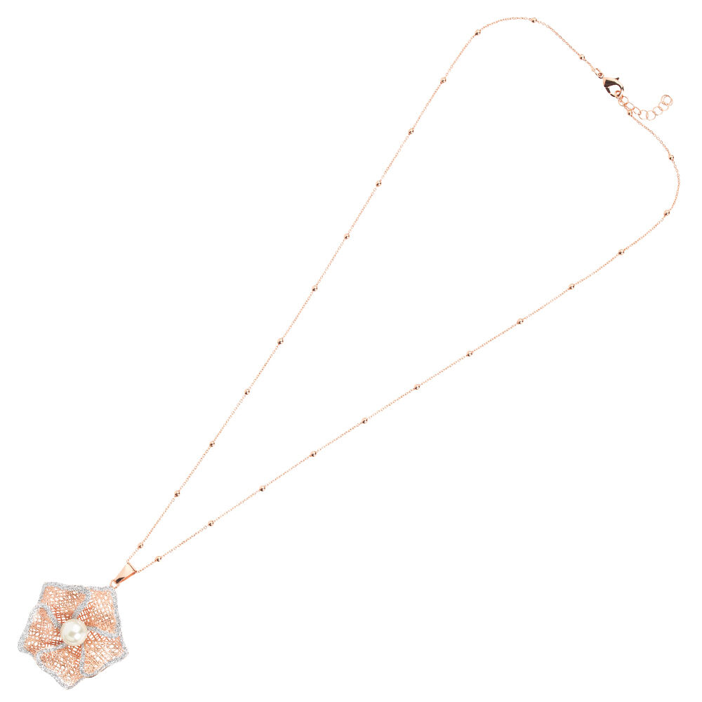 Ottaviani Collana in bronzo c/glitter argento e perla Black Friday Prezzi