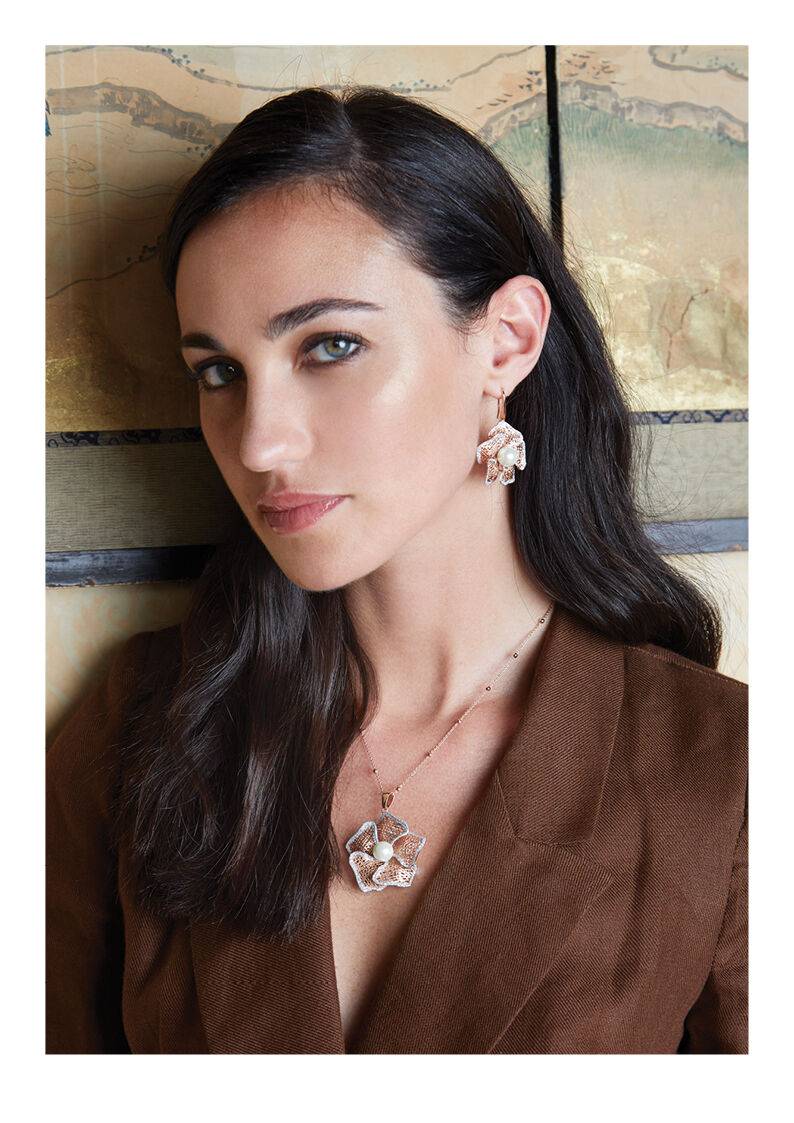 Ottaviani Collana in bronzo c/glitter argento e perla Black Friday Prezzi