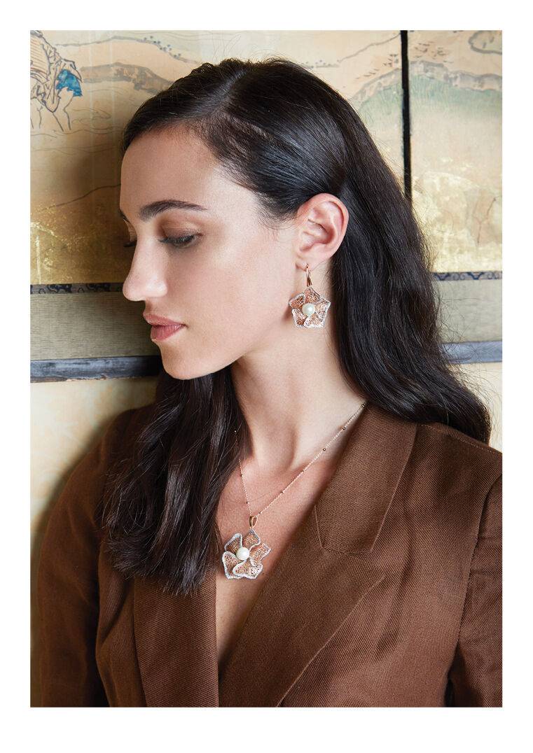 Ottaviani Collana in bronzo c/glitter argento e perla Black Friday Prezzi