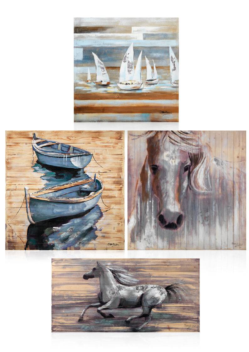 Ottaviani Quadro "cavallo bianco"in legno c/farg.100x100 Sottocosto
