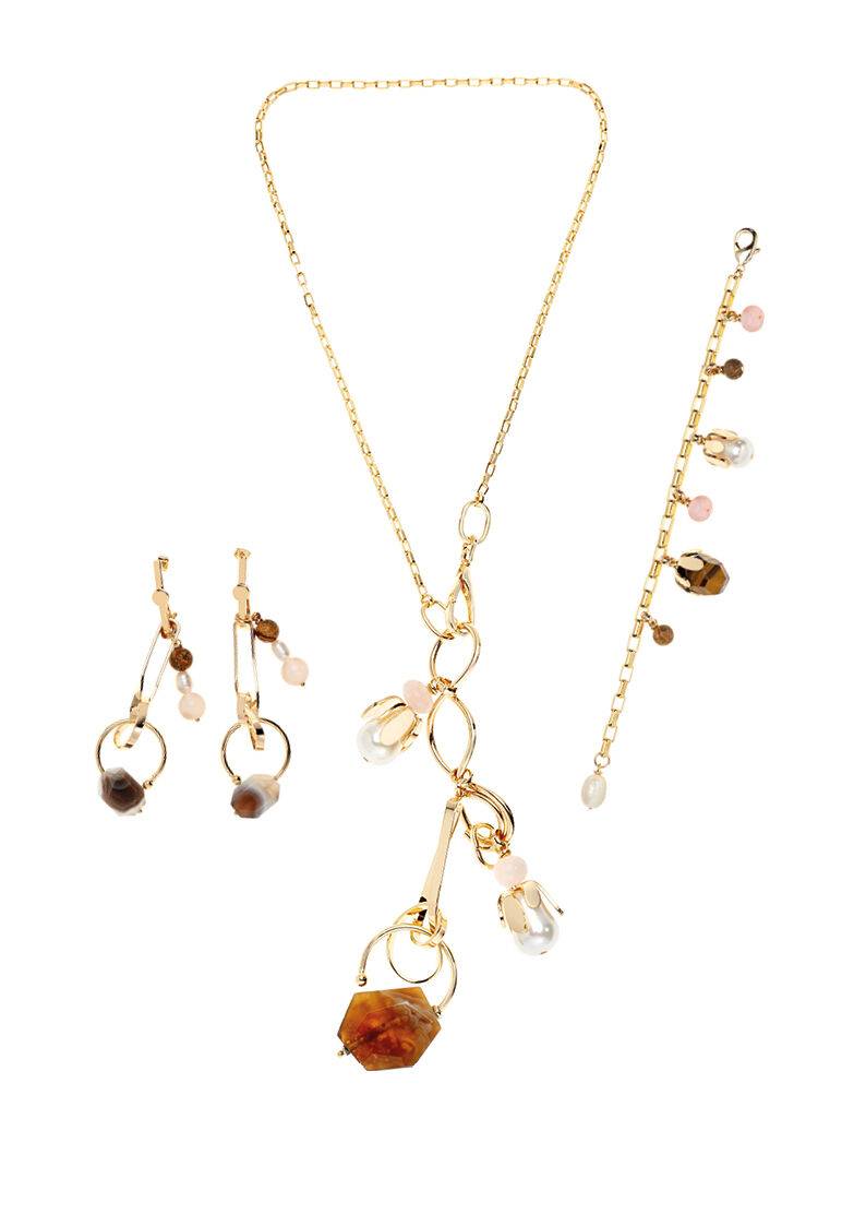Ottaviani Collana con perle bijoux,agata e quarzo Economico