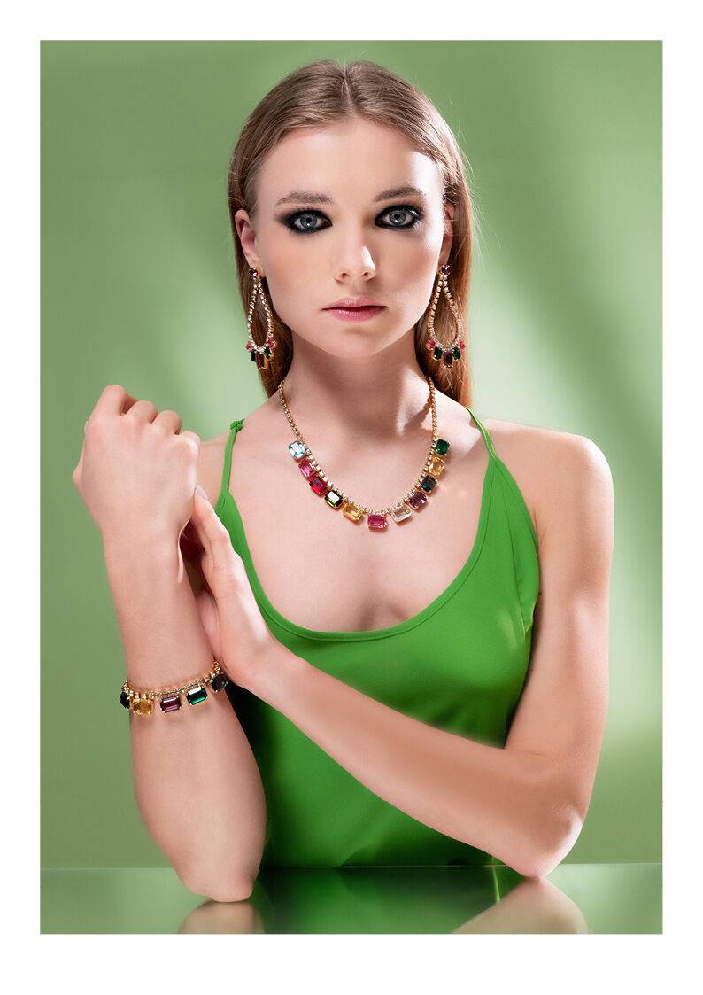 Ottaviani Bracciale dorato con strass In Vendita