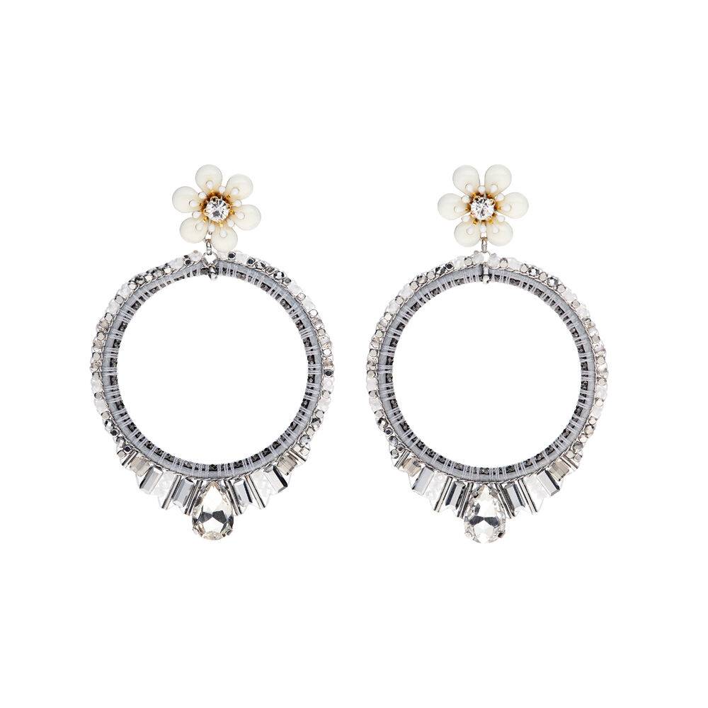 Ottaviani Orecchini con perle perline strass e fiori sma Moda