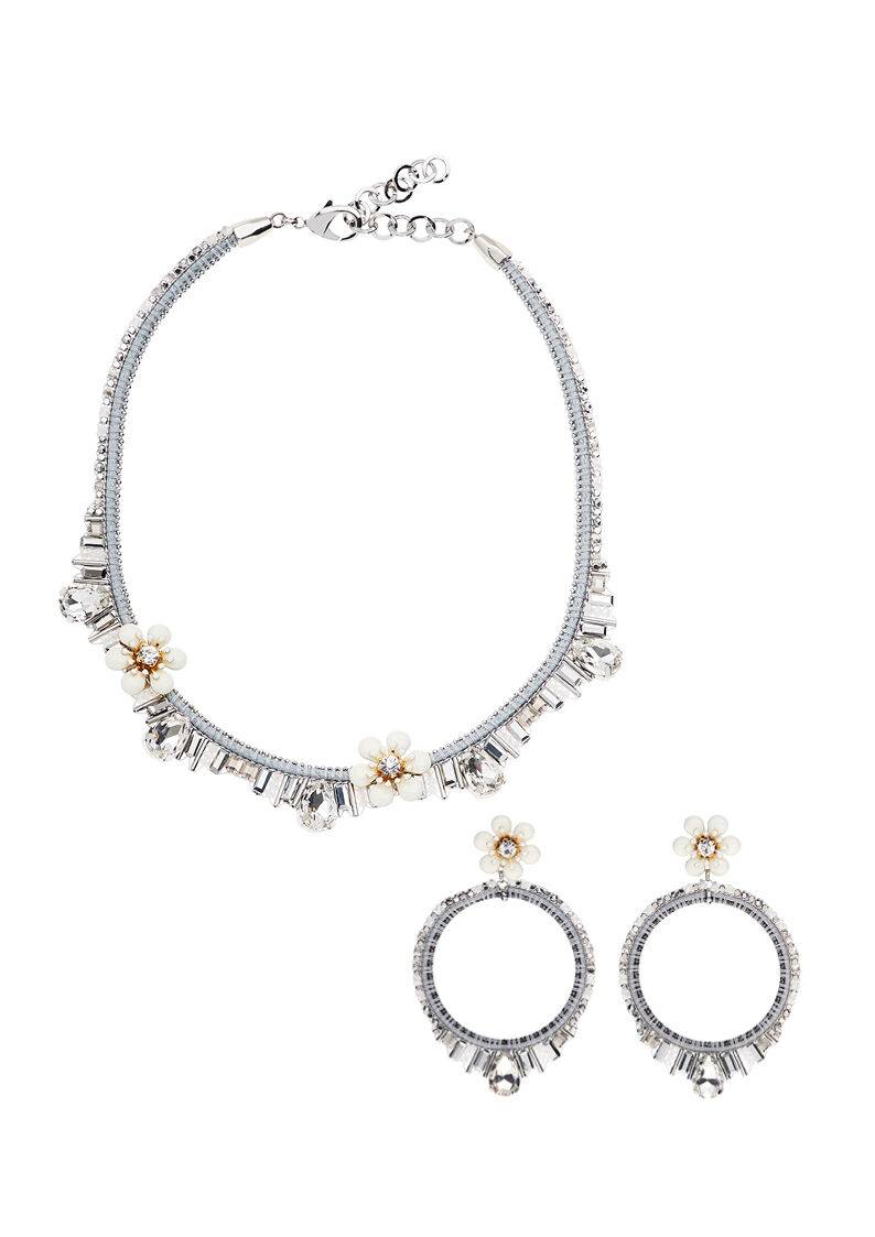 Ottaviani Orecchini con perle perline strass e fiori sma Moda