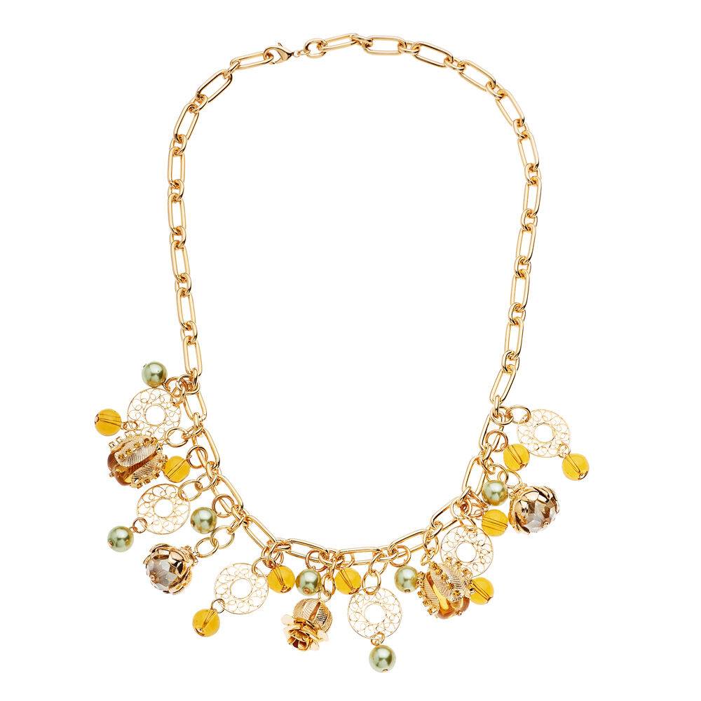 Ottaviani Collana dorata con perle cristalli e resina Spedizione gratuita