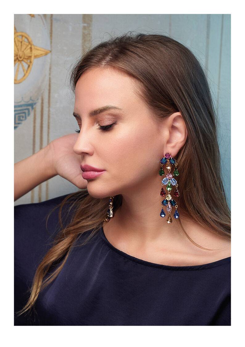 Ottaviani Orecchini dorati con cristalli Online Outlet