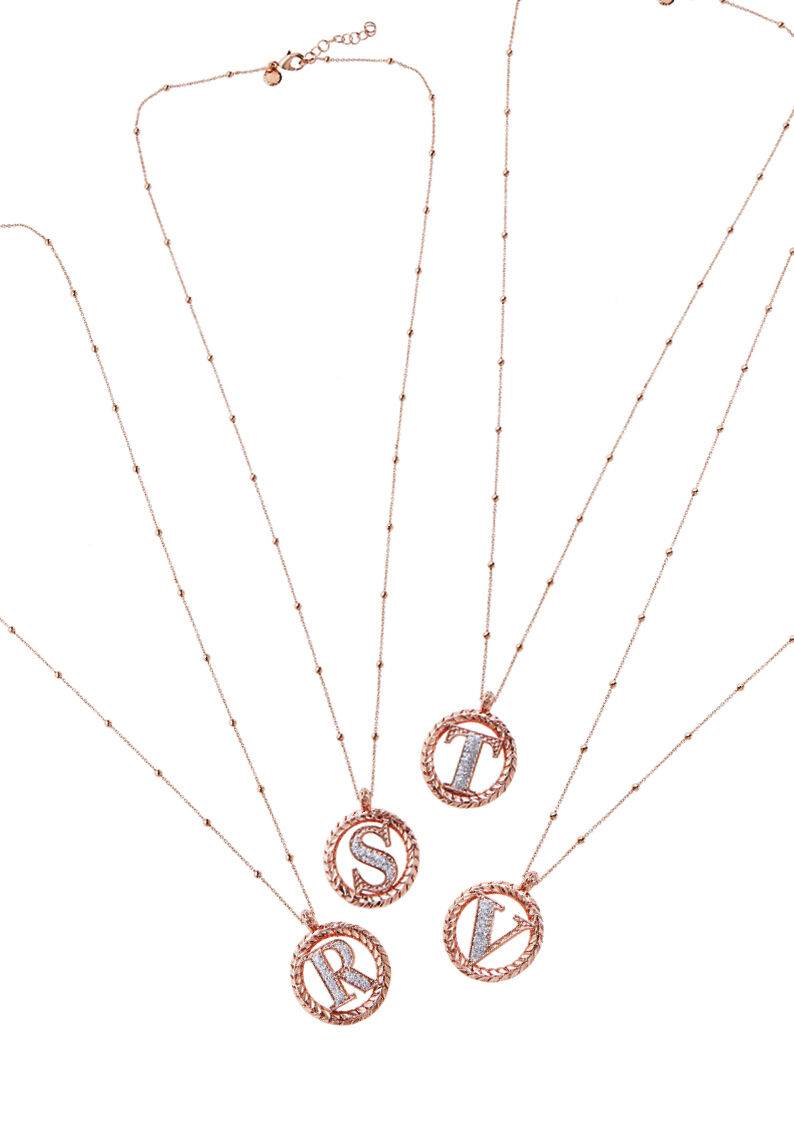 Ottaviani Collana in bronzo oro rosa con glitter argento Trasporto libero internazionale